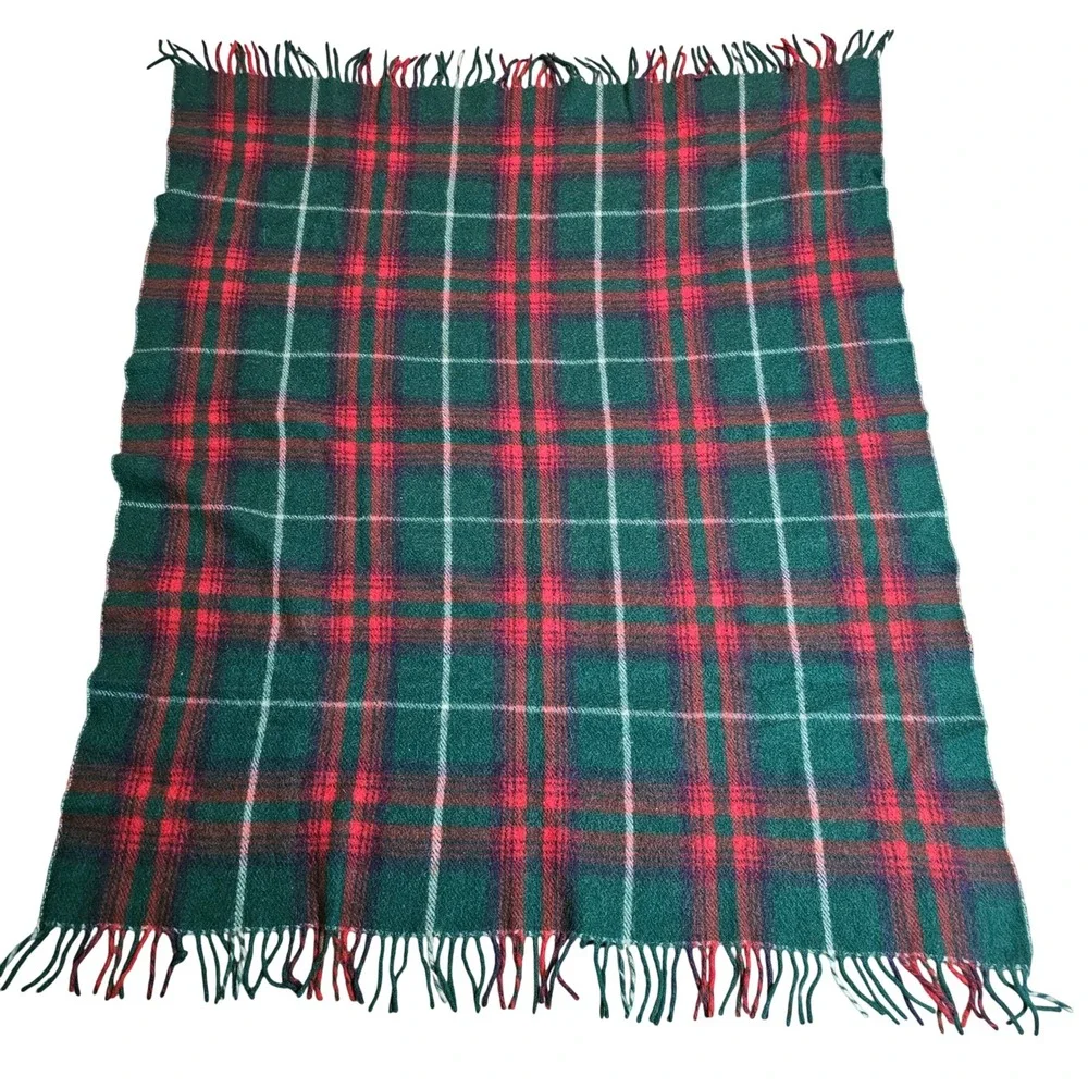 Vintage 40s 50s Horner Wool Stadium Blanket 58x47 Throw Tartan Plaid Michigan